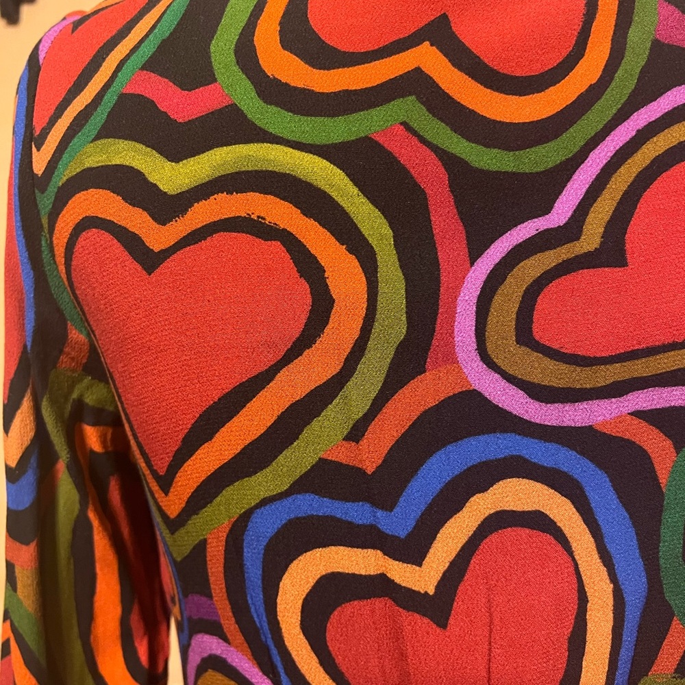 FARM Rio M Rainbow Wild Hearts Maxi Dress Holiday Wedding Valentine Love - Picture 13 of 16